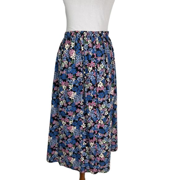 Vintage 1980s FR Sport Rayon Blend Floral Midi Skirt LArge - Picture 6 of 8